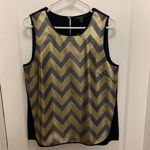 Gold & navy chevron J Crew top